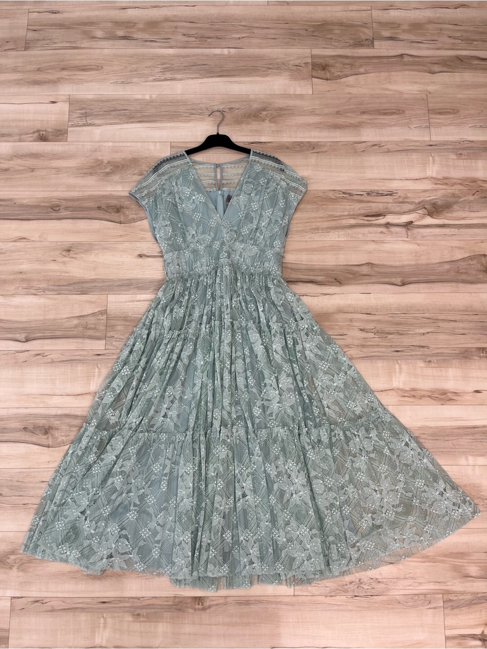 Lela Rose Sage Green Lace Maxi Dress